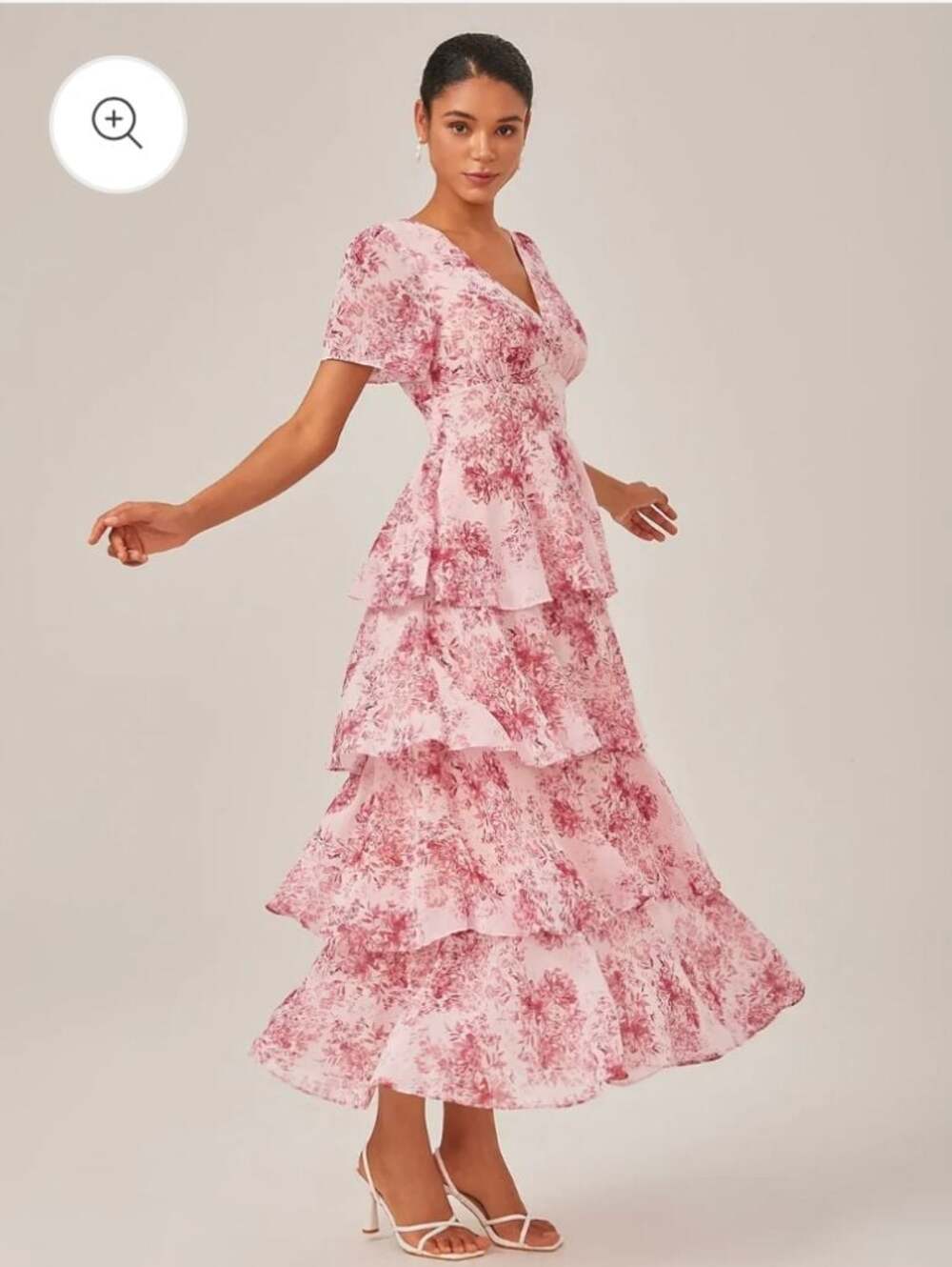 Ador Floral Tiered Maxi Dress Pink Size XXL